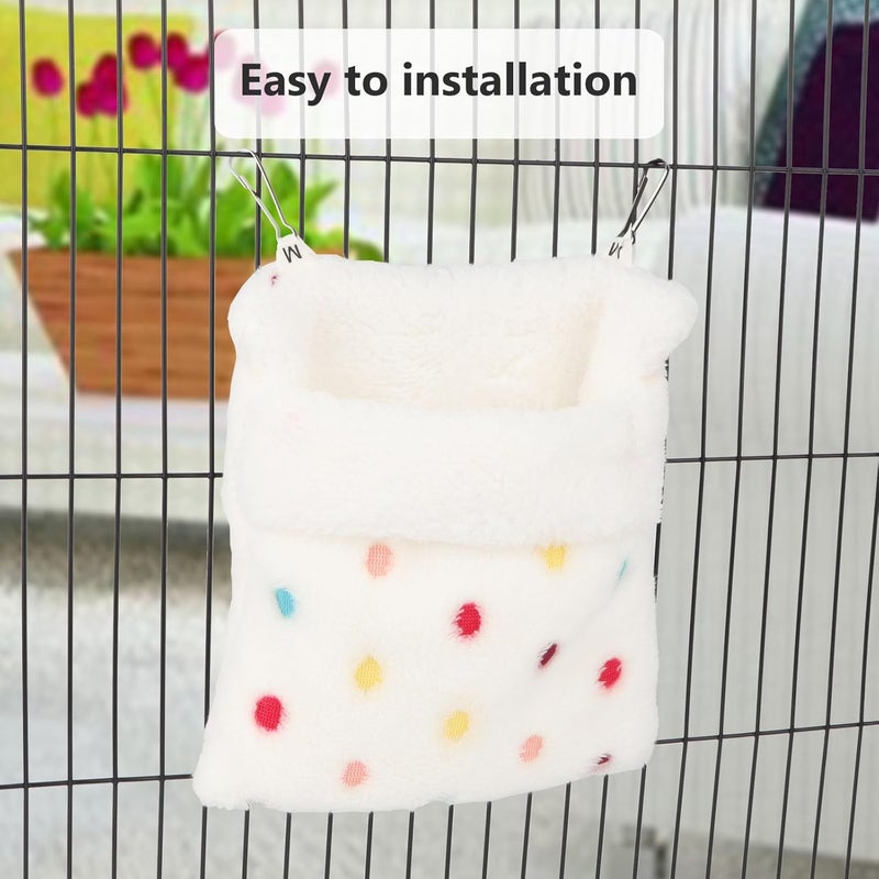 Reshiho Sugar Glider Sleeping Pouch Bag, Warm Hamster Hammock Pouch Sack Small Pet Hanging Bed for Hamster Rat Hedgehog Squirrel and Other Small Animal (White) - Image 3
